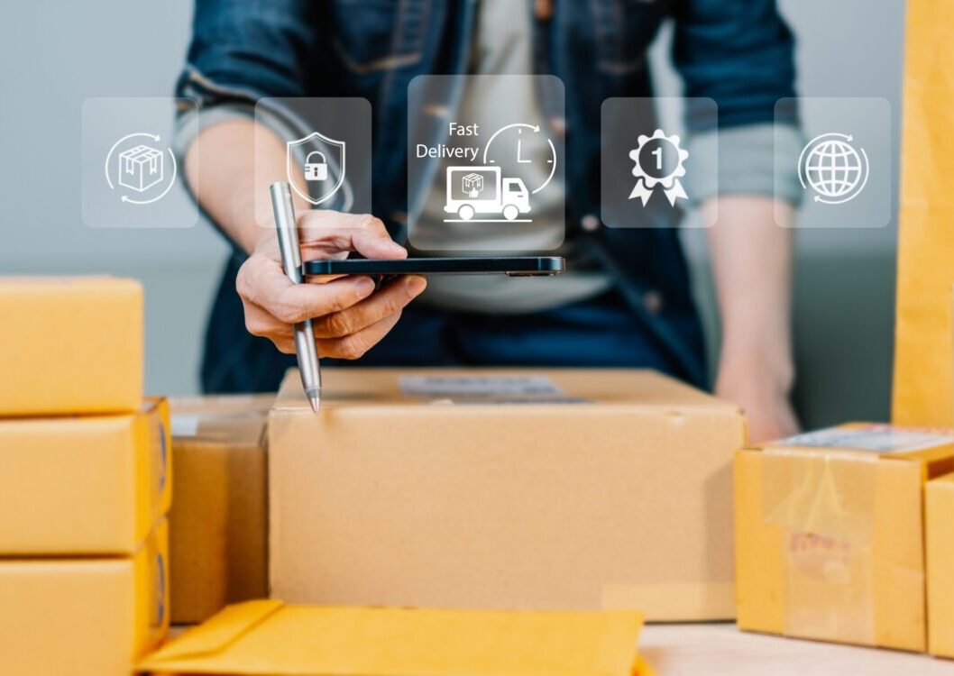 Delivery,Person,Manages,A,Smart,Delivery,App,On,A,Mobile